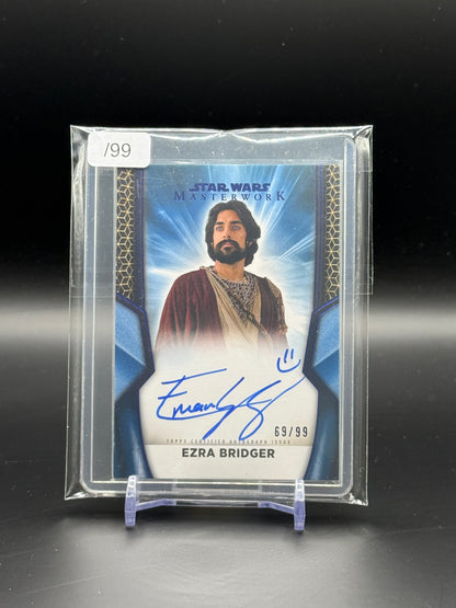 2025 Topps Masterworks Star Wars Eman Esfandi Ezra Bridger Blue Auto 69/99