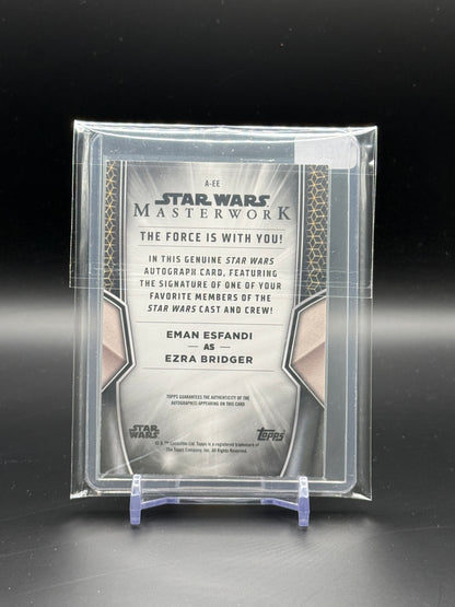 2025 Topps Masterworks Star Wars Eman Esfandi Ezra Bridger Blue Auto 69/99