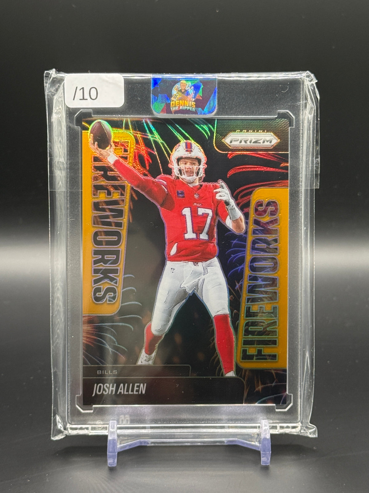 2025 Panini Prizm NFL Josh Allen Buffalo Bills Gold Fireworks 04/10