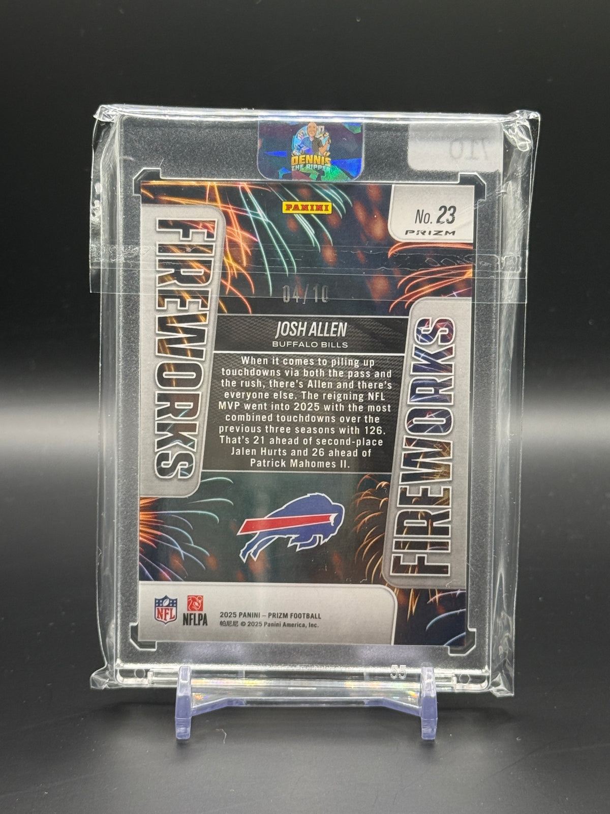 2025 Panini Prizm NFL Josh Allen Buffalo Bills Gold Fireworks 04/10
