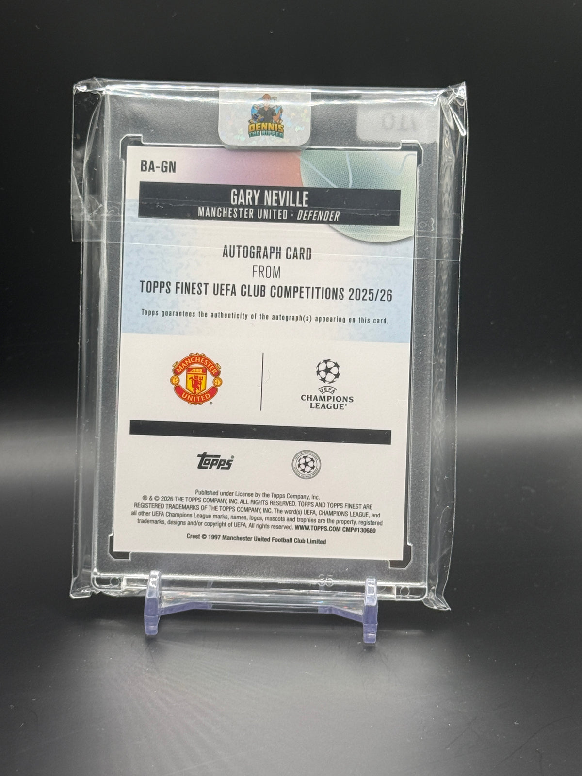2025-26 Topps Finest UCC Gary Neville Manchester United Balck Auto 06/10