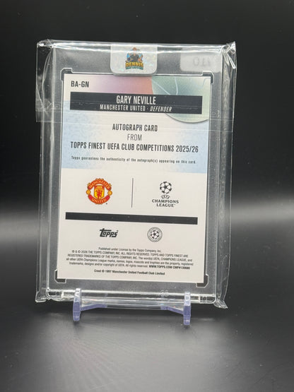 2025-26 Topps Finest UCC Gary Neville Manchester United Balck Auto 06/10