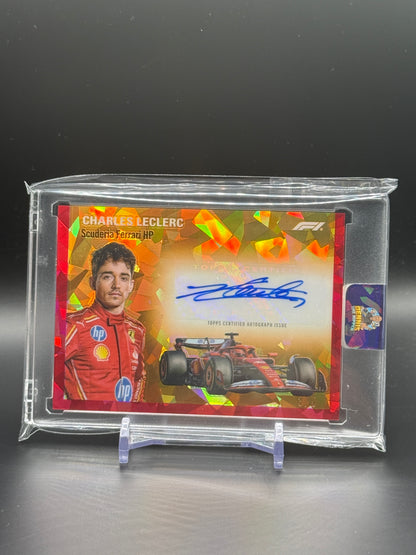 2024 Topps Chrome F1 Sapphire Charles Leclerc Ferrari Red 1954 Signatures Auto 3/5