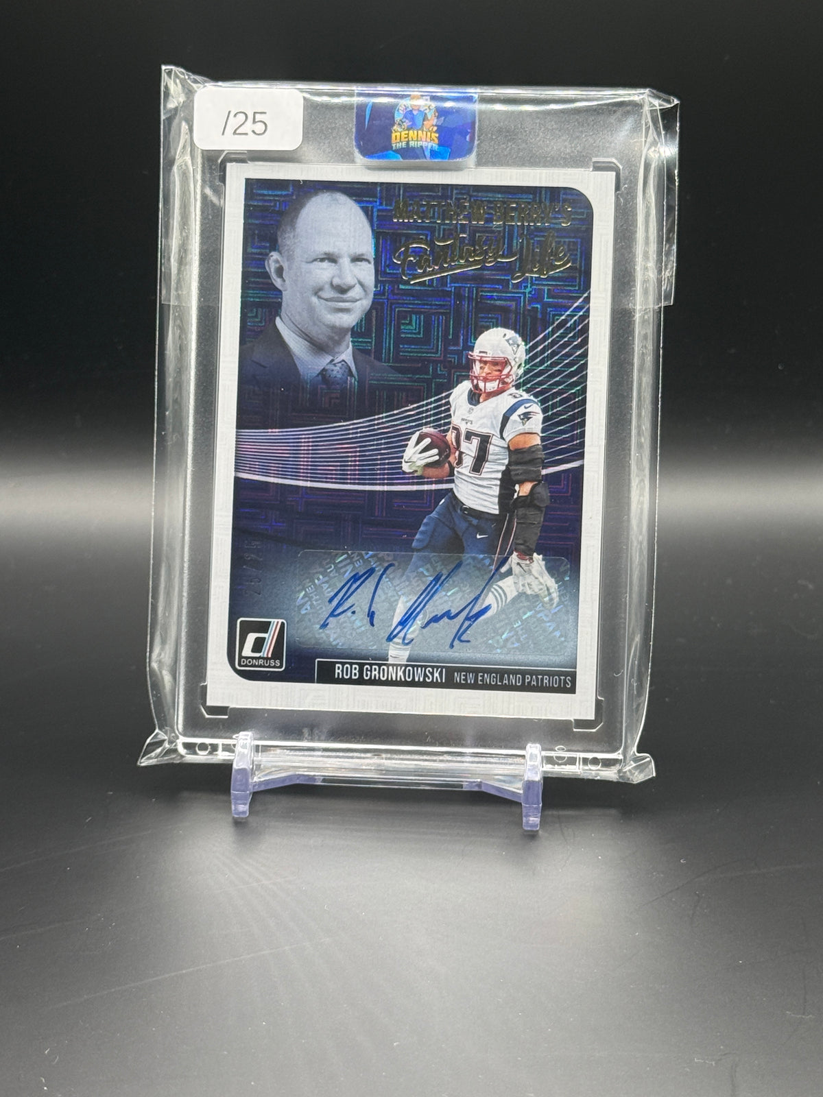2018 Panini Donruss NFL Rob Gronkowski New England Patriots Matthew Berry Fantasy Life Auto 25/25