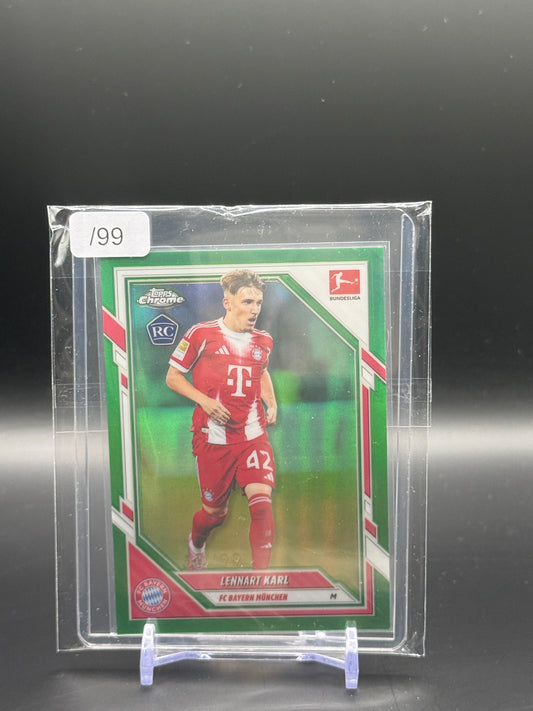 2025-26 Topps Chrome Bundesliga Lennart Karl FC Bayern München True Green 50/99