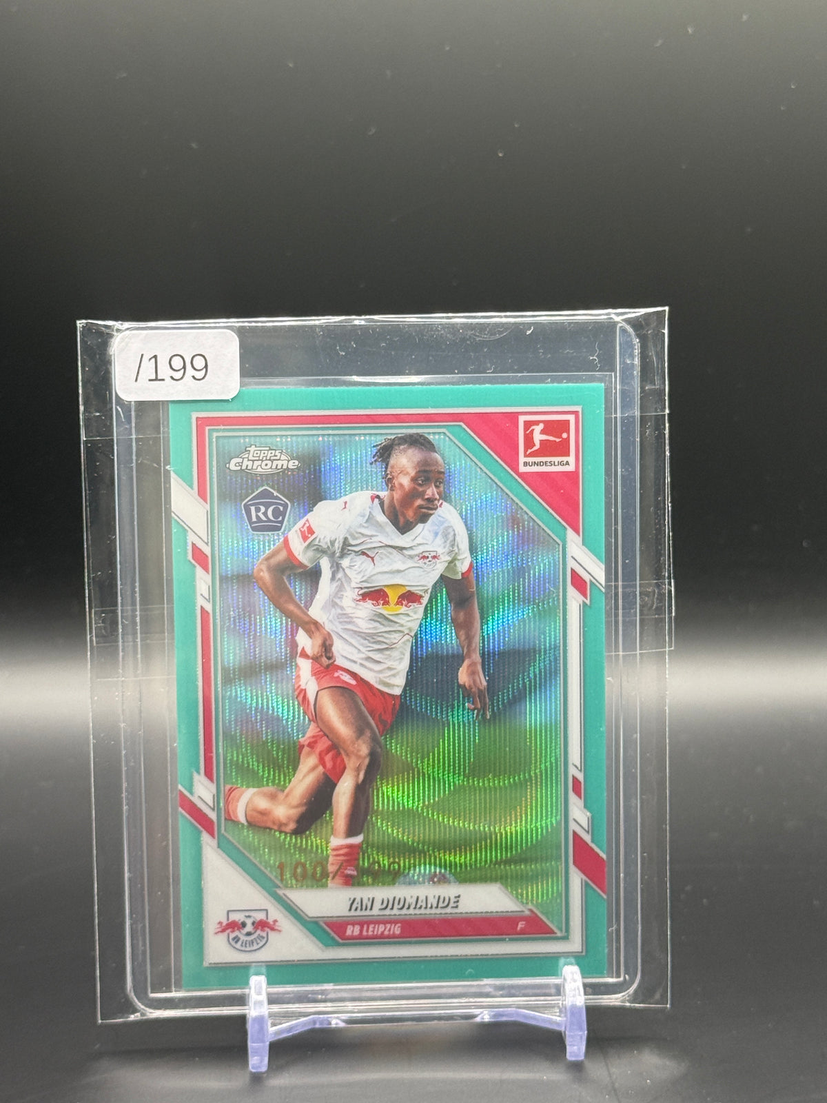 2025-26 Topps Chrome Bundesliga Yan Diomande RB Leipzig Aqua Wave 100/199