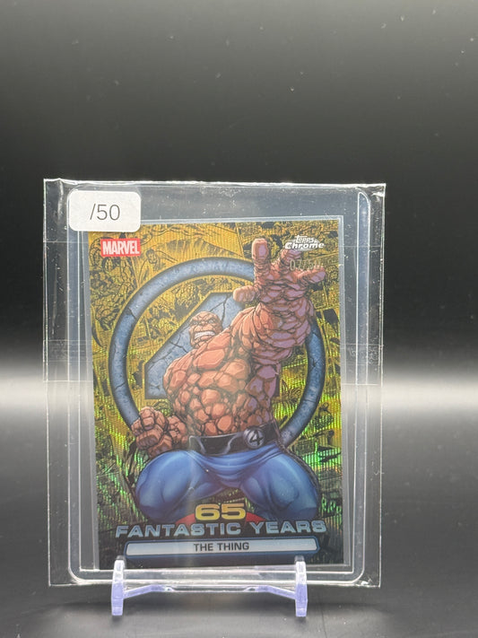 2025-26 Topps Chrome Marvel The Thing Gold Wave 65 Fantastic Years 07/50