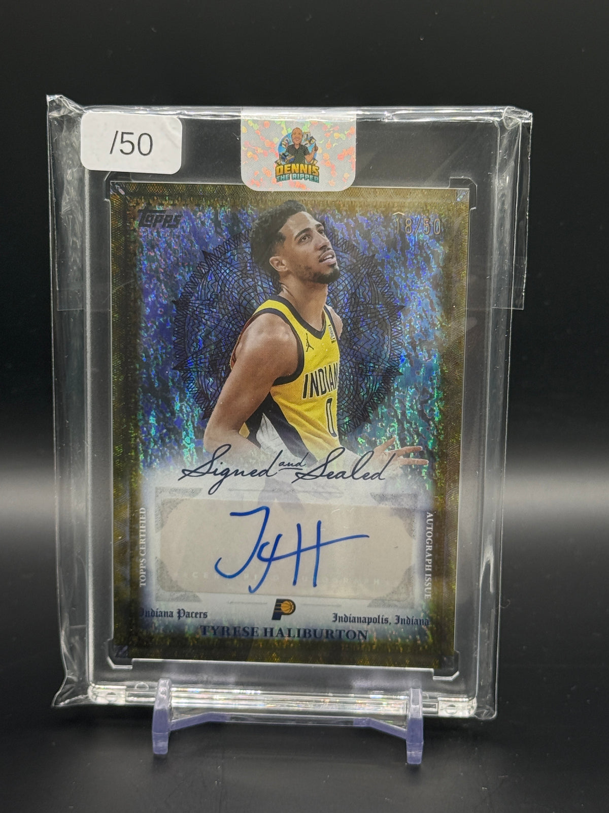 2025-26 Topps Flagship NBA Tyrese Haliburton Indiana Pacers Gold Signed and Sealed Auto 18/50