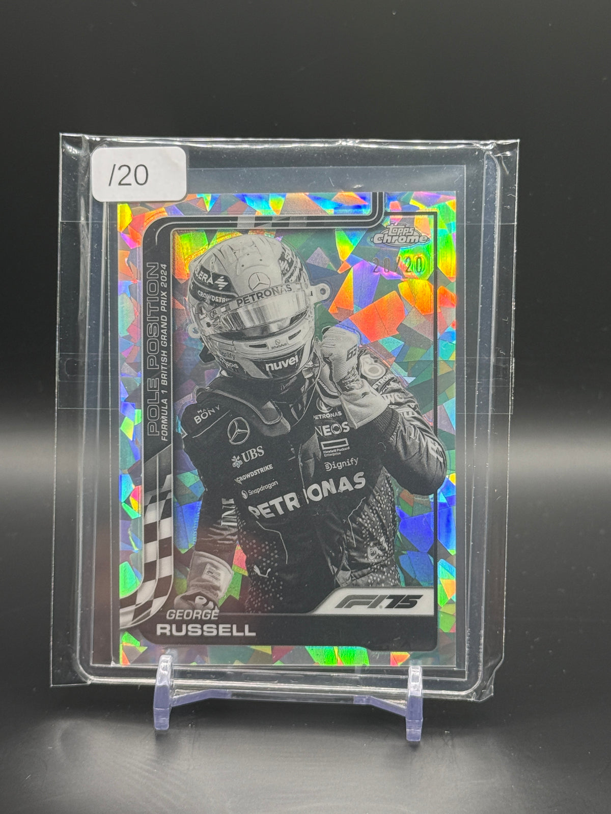 2025 Topps Chrome Sapphire F1 George Russel Mercedes AMG Black & White 20/20