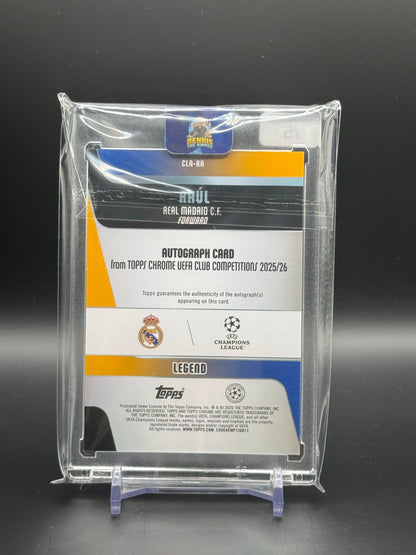 2025-26 Topps Chrome UCC Raul Real Madrid Red Lava Auto 2/5