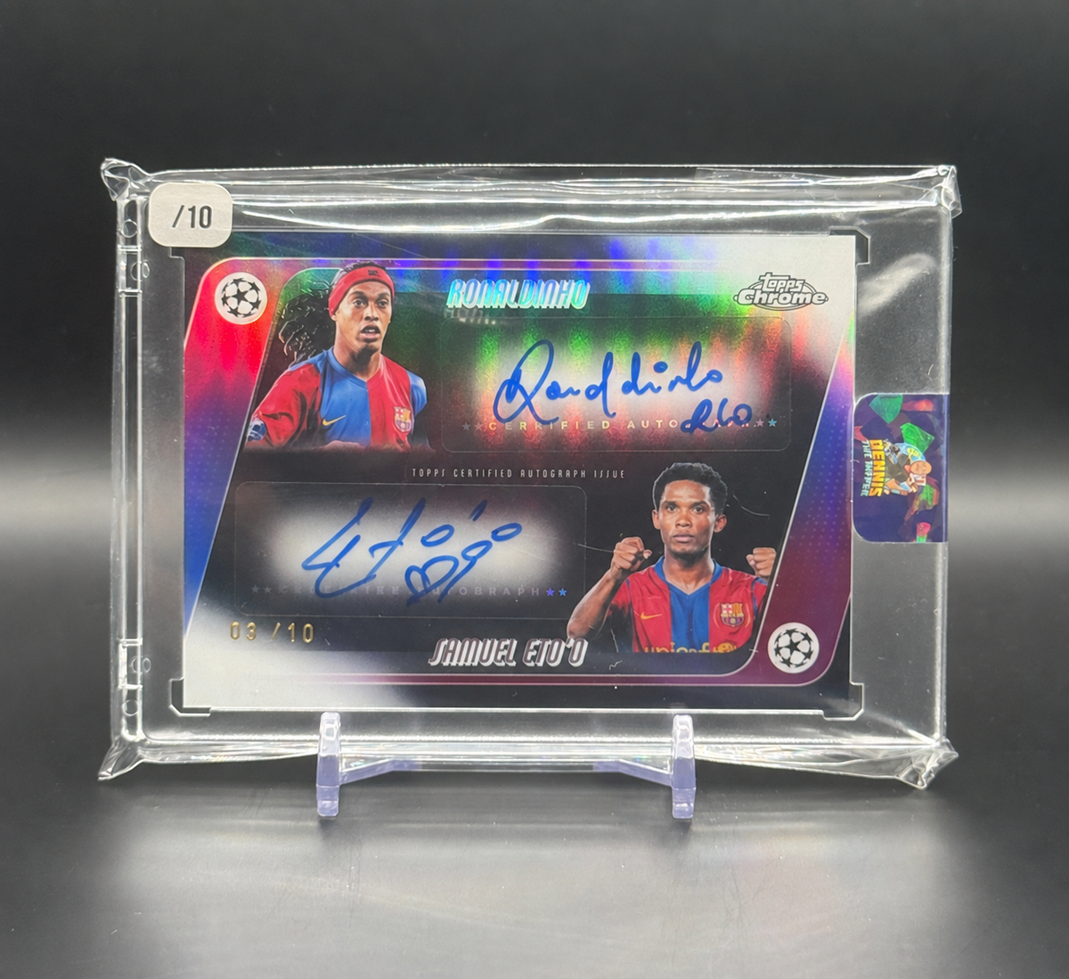 2025-26 Topps Chrome UCC Ronaldinho / Samuel Eto´o FC Barcelona Black Auto 03/10