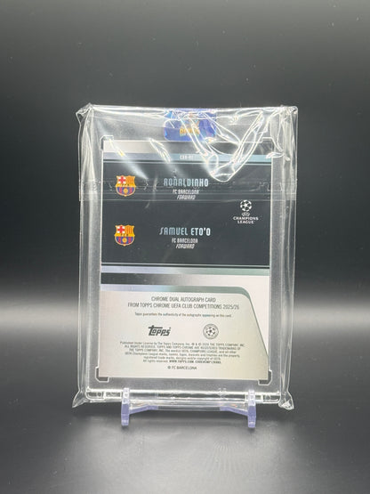 2025-26 Topps Chrome UCC Ronaldinho / Samuel Eto´o FC Barcelona Black Auto 03/10