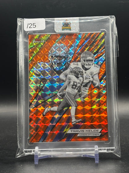 2025 Topps Finest NFL Travis Kelce Kansas City Chiefs Orange Geometric Power Kings 02/25