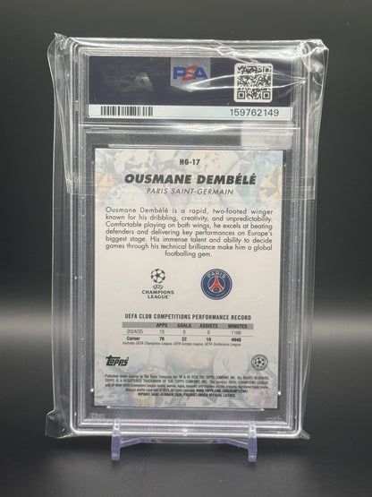 2025-26 Topps Chrome UCC Ousmane Dembele Paris Saint-Germain Amber Hidden Gems 09/10 PSA 10 159762149