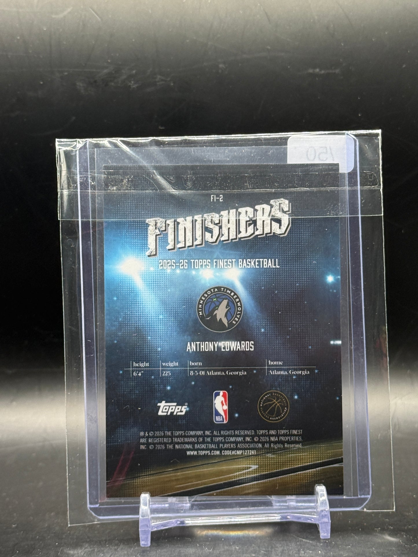 2025-26 Topps Finest NBA Anthony Edwards Minnesota Timberwolves Gold Finishers 42/50
