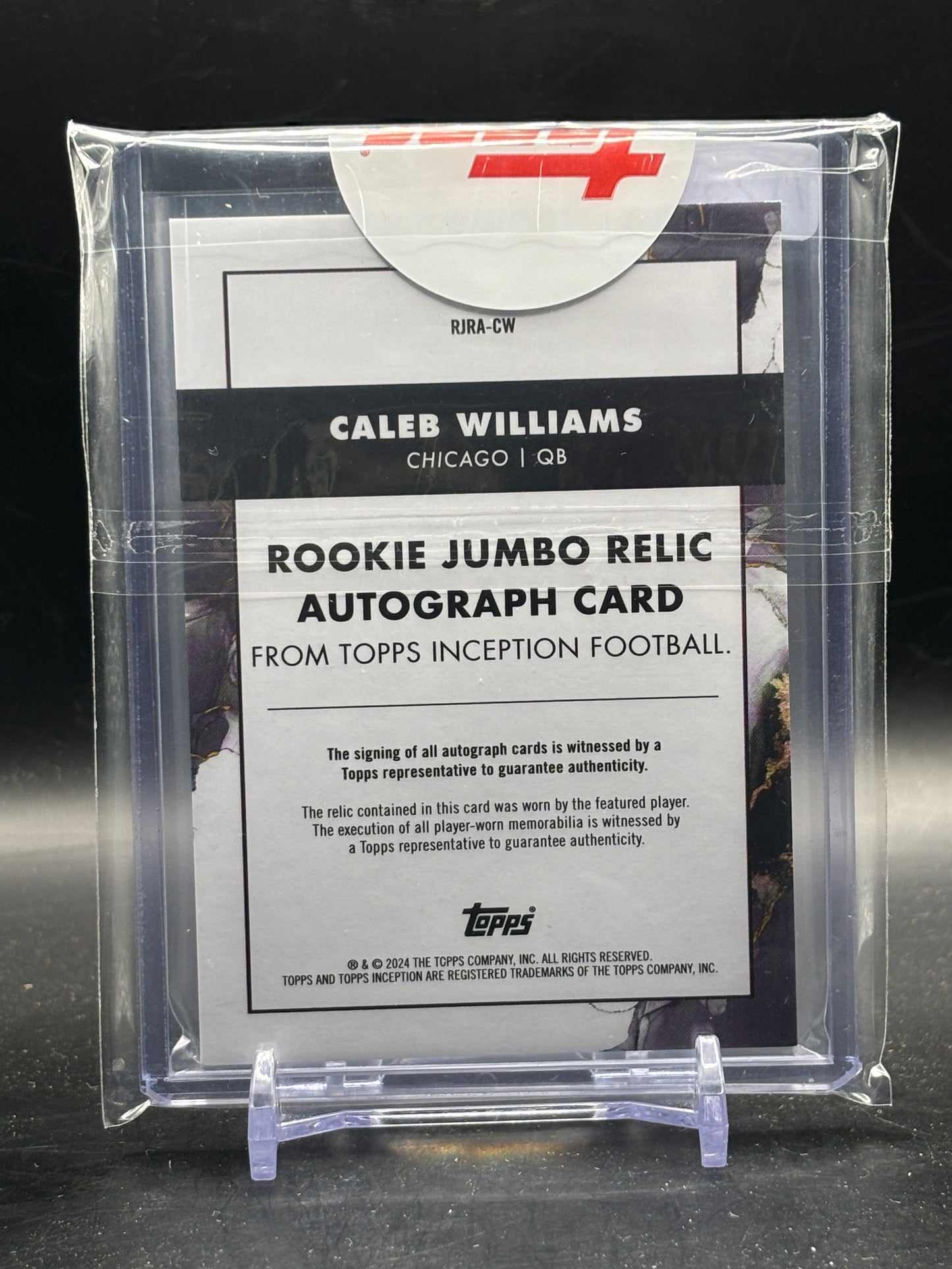 2024 Topps Inception NFL Caleb Williams Chicago Bears Rookie Jumbo Patch Auto 39/125