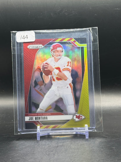 2024 Panini Prizm NFL Joe Montana Kansas City Chiefs Red and Yellow 39/44