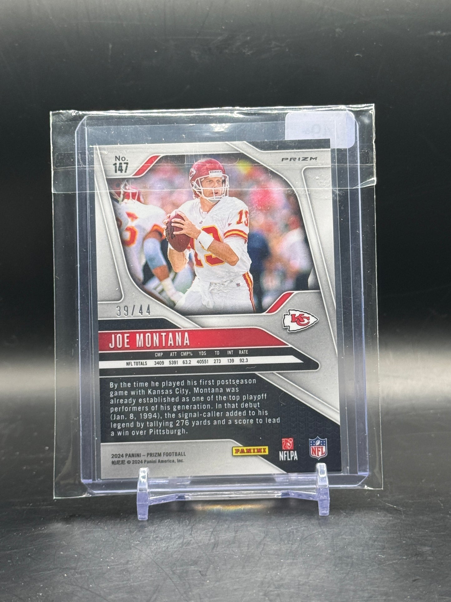 2024 Panini Prizm NFL Joe Montana Kansas City Chiefs Red and Yellow 39/44