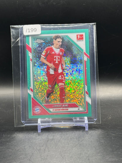 2025-26 Topps Chrome Bundesliga Lennart Karl FC Bayern München Aqua Mini Diamond 109/199