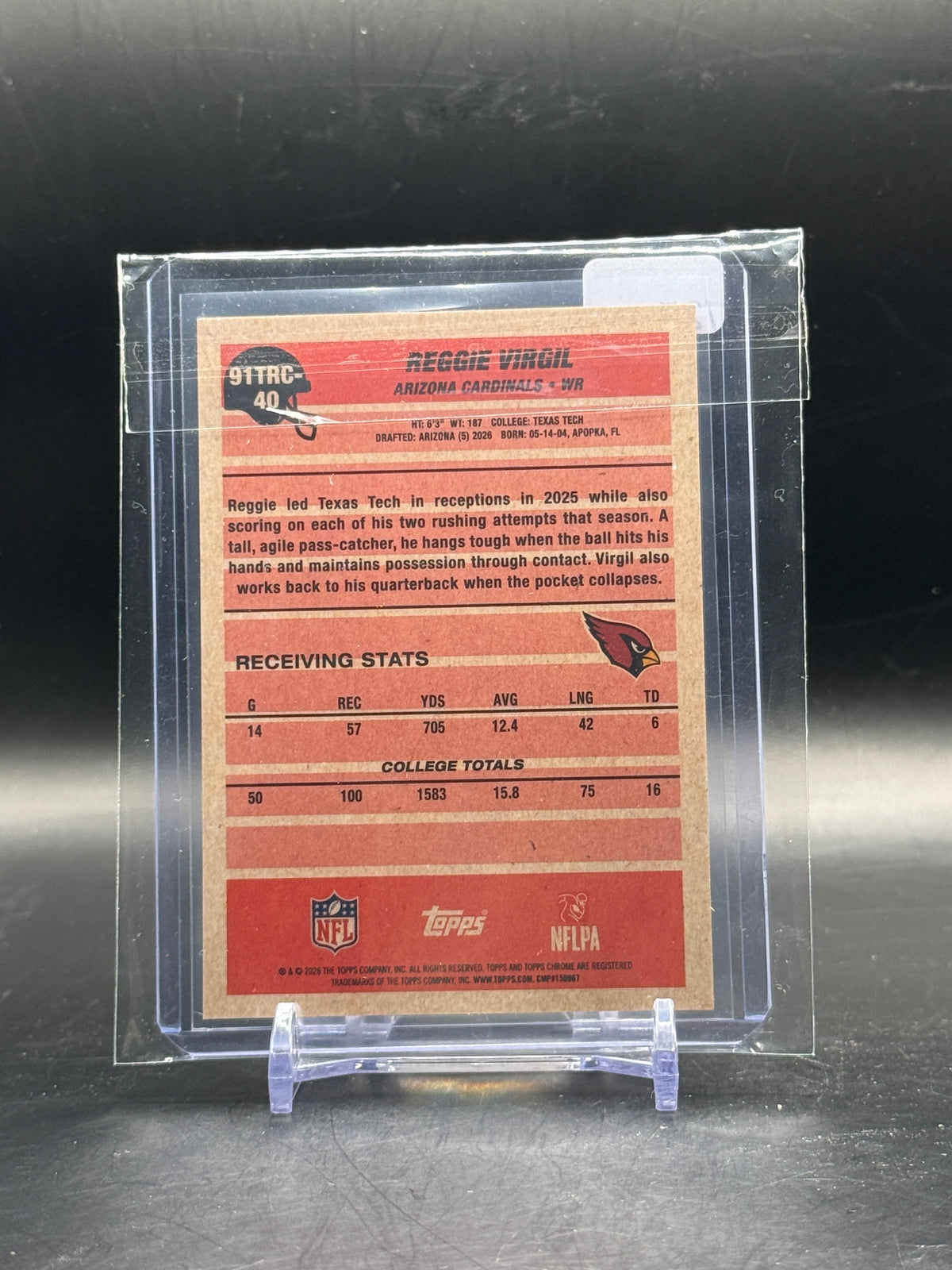 2025-26 Topps Chrome NFL Reggie Virgil Arizona Cardinals 18/25