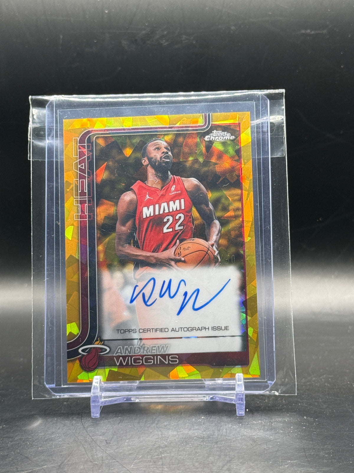 2025-26 Topps Chrome Sapphire NBA Andrew Wiggins Miami Heat Gold Auto 49/50