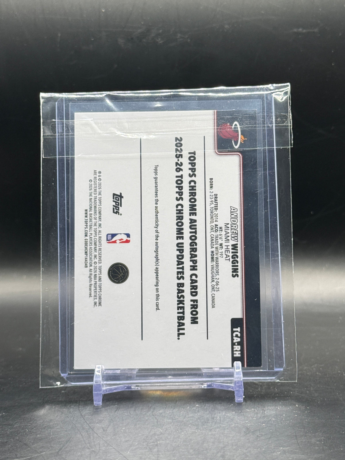 2025-26 Topps Chrome Sapphire NBA Andrew Wiggins Miami Heat Gold Auto 49/50