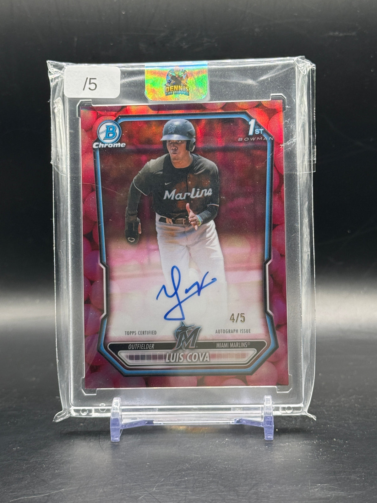 2025-26 Topps Bowman Chrome MLB Luis Cova Miami Marlins Gum Ball Auto 4/5