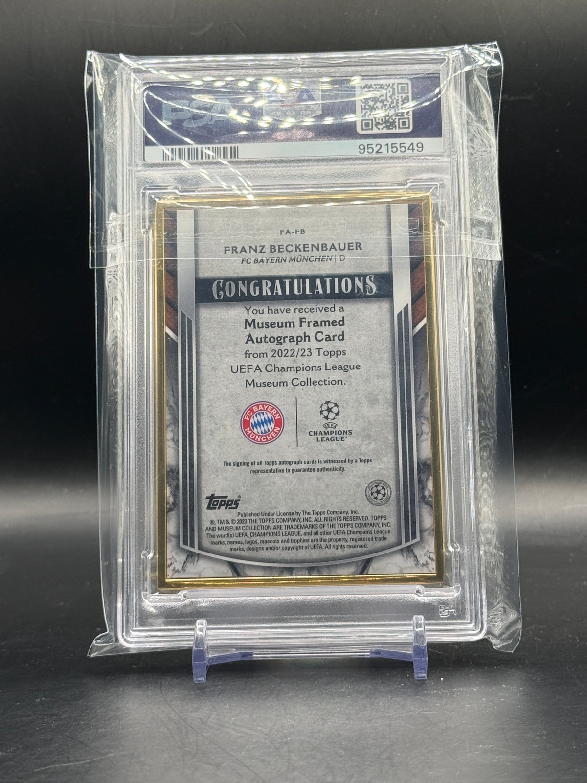 2022-23 Topps Museum UCL Franz Beckenbauer FC Bayern München Framed Auto 68/99 PSA 8 95215549