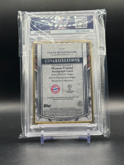 2022-23 Topps Museum UCL Franz Beckenbauer FC Bayern München Framed Auto 68/99 PSA 8 95215549