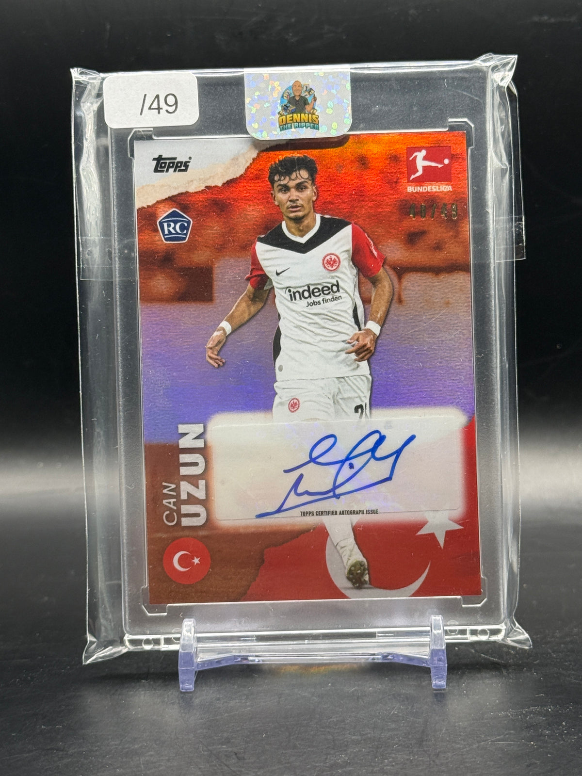 2024-25 Topps Bundesliga International Stars Can Uzun Eintracht Frankfurt Green Auto 48/49