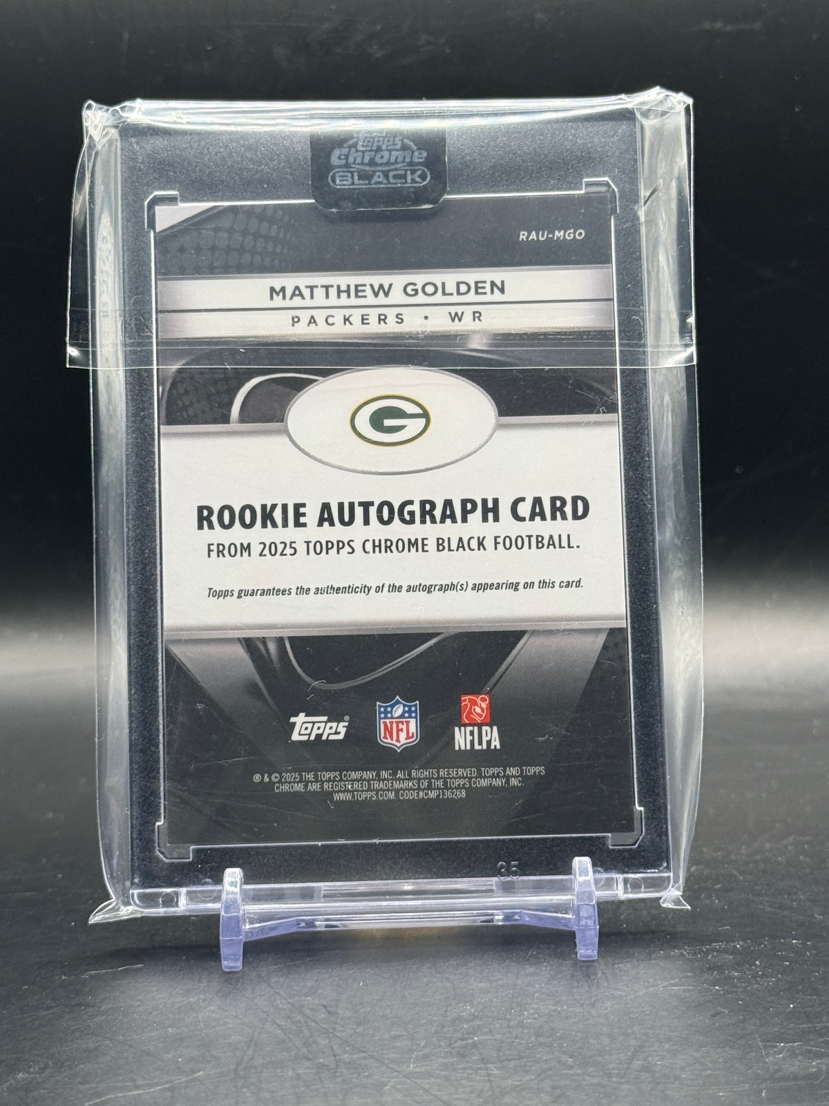 2025 Topps Chrome Black NFL Matthew Golden Green Bay Packers Gold Mini Diamond Auto 26/50