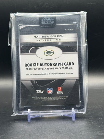 2025 Topps Chrome Black NFL Matthew Golden Green Bay Packers Gold Mini Diamond Auto 26/50
