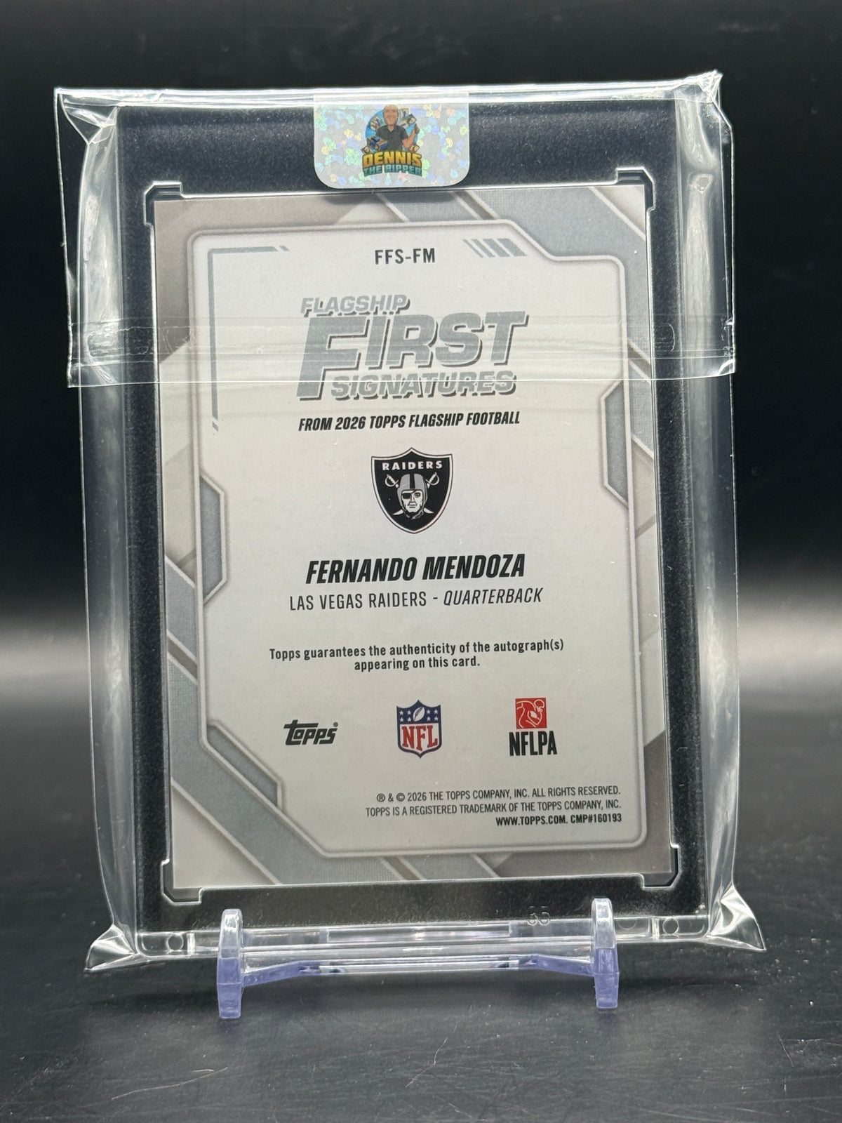 2026 Topps Flagship NFL Fernando Mendoza Las Vegas Raiders Auto
