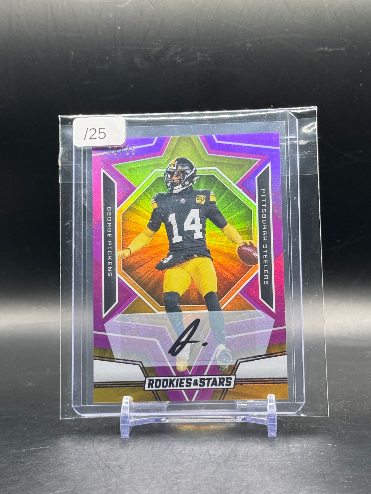 2023 Panini Rookies & Stars NFL George Pickens Pittsburgh Steelers Purple Auto 06/25