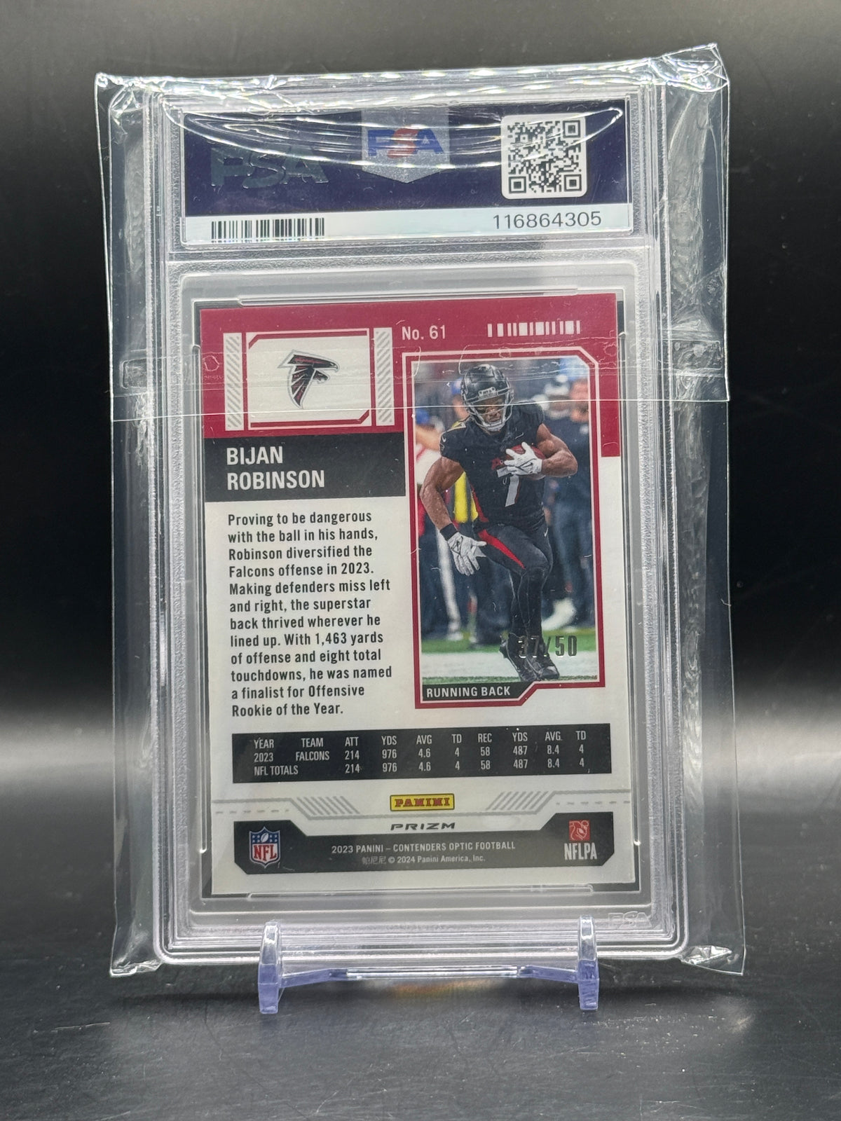 2023 Panini Contenders Optic NFL Bijan Robinson Atlanta Falcons Orange 37/50