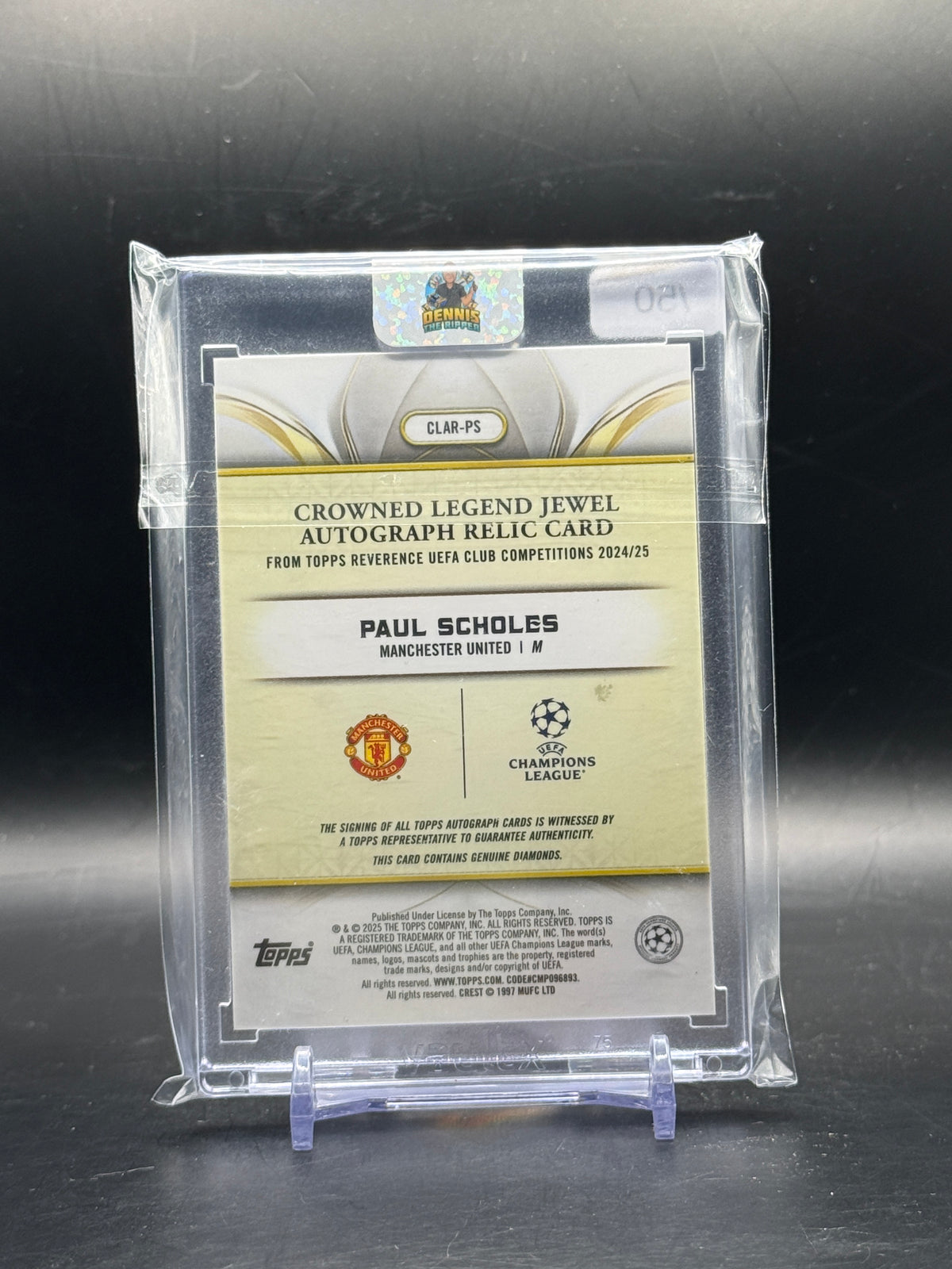 2024-25 Topps Reverence UCC Paul Scholes Manchester United Crowned Legend Jewel Purple Auto 50/50