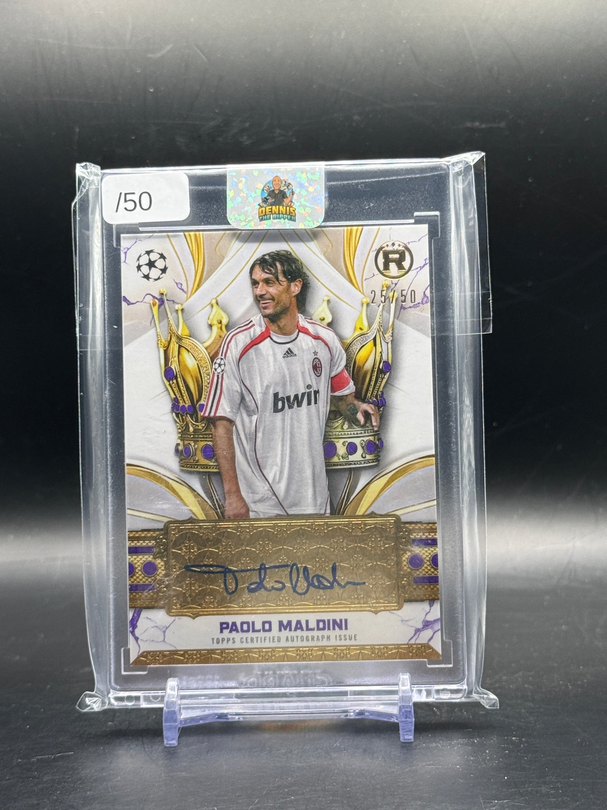 2024-25 Topps Reverence UCC Paolo Maldini AC Milan Crowned Legend Purple Auto 25/50