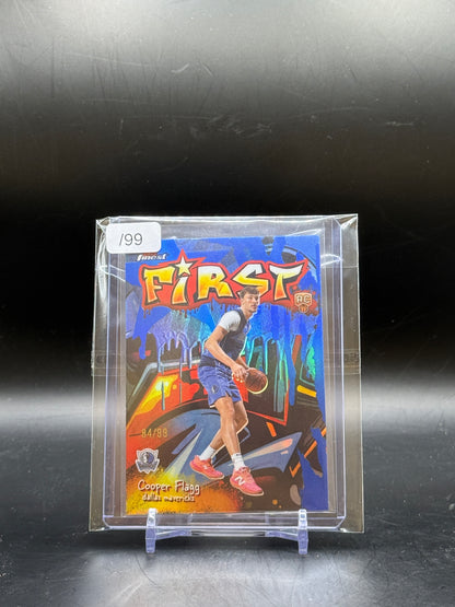 2025-26 Topps Finest Basketball Cooper Flagg Dallas Mavericks First Blue Refractor 84/99