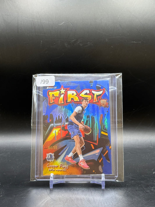 2025-26 Topps Finest Basketball Cooper Flagg Dallas Mavericks First Blue Refractor 84/99