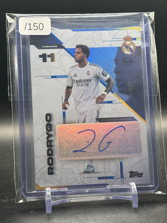 2025-26 Topps Real Madrid Los Blancos Rodrygo Blue Auto 058/150
